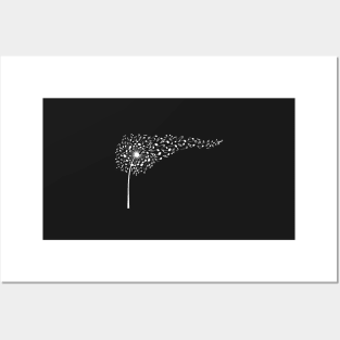 White Music dandelion with flying musical notes Posters and Art